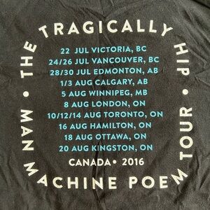 The Tragically Hip 1996 Man Machine Poem Tour T-Shirt